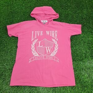 Vintage Live-Wire Active Sports Hooded Shirt Womens XL 23x28